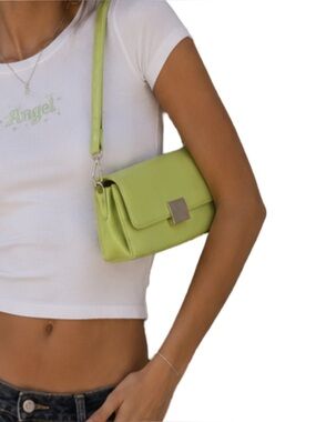 Lime Green Mini Shoulder Bag | Y2K Baguette Purse | Retro Minimalist Handbag